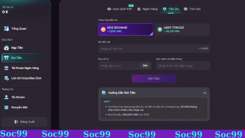 Các lý do khiến bet thủ rút tiền SOC99 không thành công